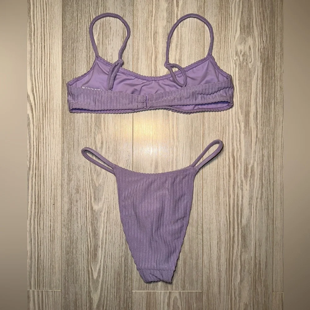 Pacsun Eco Purple Avalon Terry Ribbed High Cut Bikini Set - Picture 6 of 7